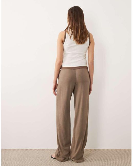 ONLY Natural Linen Mix Pull On Wide Leg Trouser