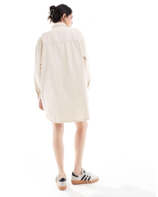 ONLY Natural Oversized Denim Mini Shirt Dress