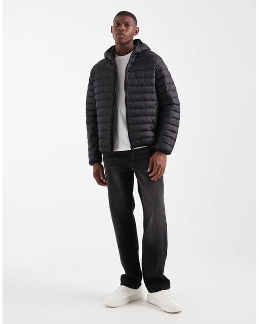 Threadbare Black Funnel Neck Puffer Jacket for men