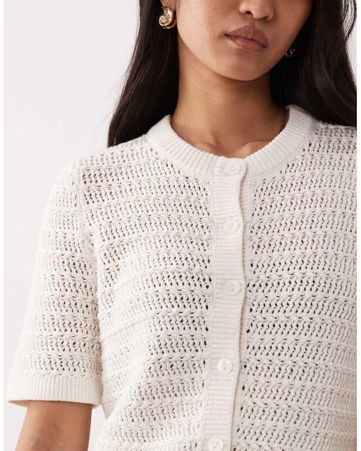 Abercrombie & Fitch White Short Sleeve Cardigan