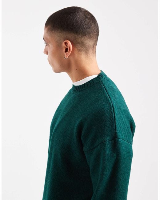 ASOS Green Relaxed Knitted Crew Neck Jumper for men