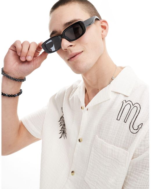 ASOS White Chunky Rectangle Sunglasses With Lens for men