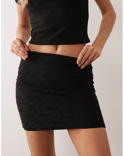 HUGO Black Nappley Co-ord Logo Print Mini Skirt