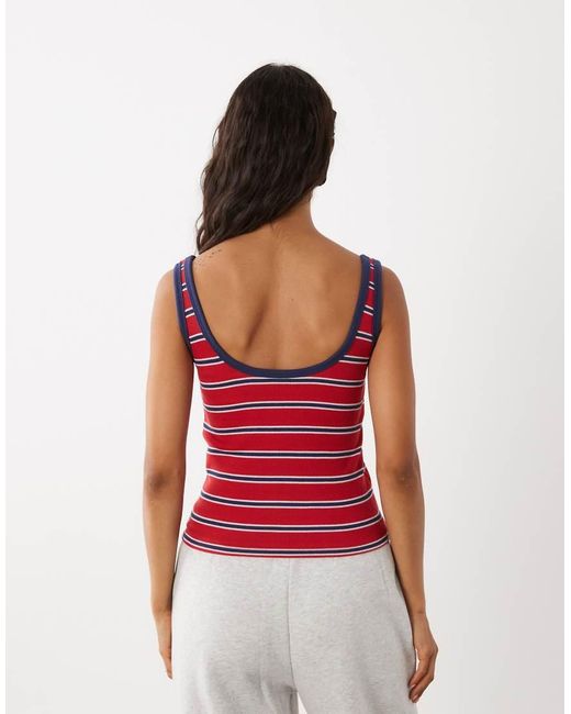 Abercrombie & Fitch Red Scoop Neck Tank Top With Built