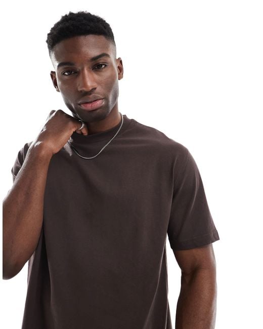 ASOS – basic-t-shirt mit relaxed fit in Brown für Herren