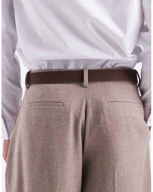 ASOS Purple Premium Nubuck Smart Belt With Wrapped End Silver Buckle for men