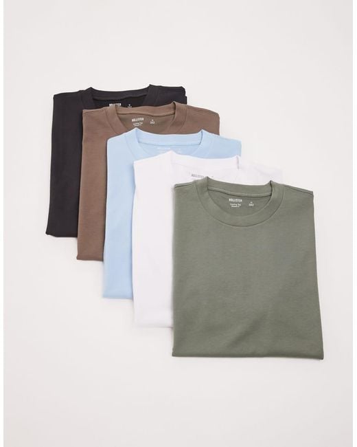 Hollister Gray 5 Pack Short Sleeve T-shirt for men