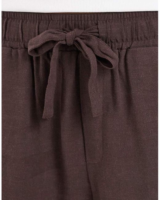 Object White Loose Tie Waist Linen Touch Shorts
