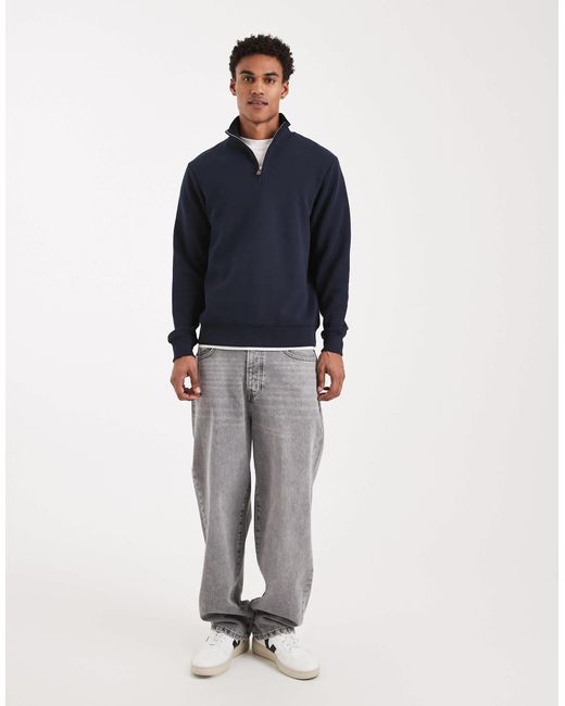 Pull polaire à col zippé Threadbare pour homme en coloris Blue