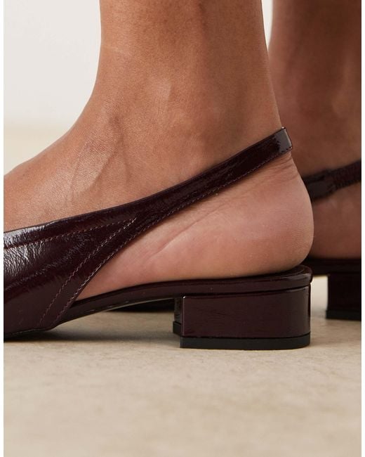 Mango Black Sling Back Leather Heeled Mule