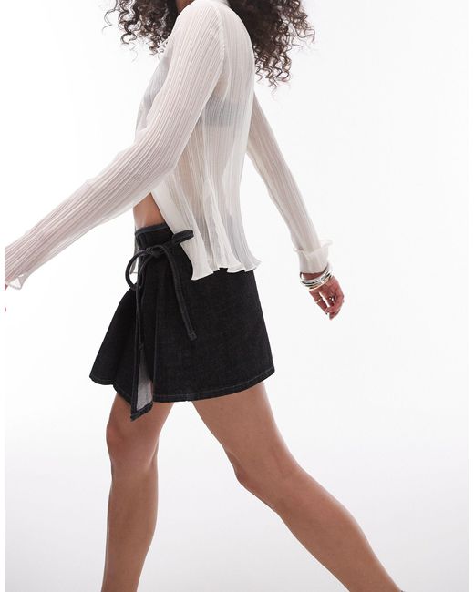 Mini-jupe nouée façon kilt - et écru TOPSHOP en coloris Black