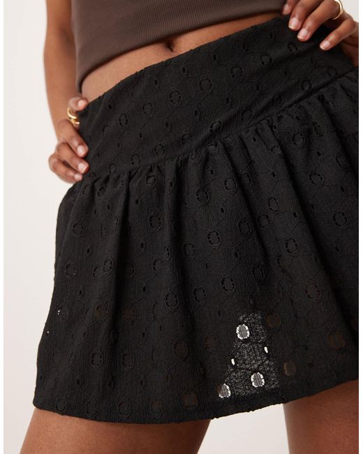 ASOS Natural Broderie Mid Rise Mini Skort