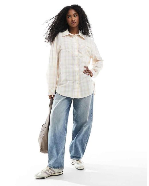 Camisa Rosa Y Amarilla A Cuadros Extragrande De Algodón De -Neutro Monki de color White