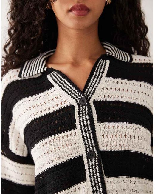 ASOS Black Sally Beach Knit Button Through Top Co Ord