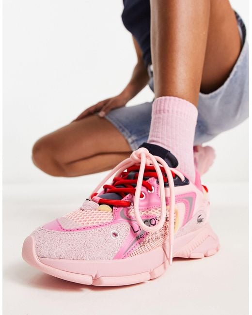L003 neo baskets Lacoste en coloris Rose Lyst