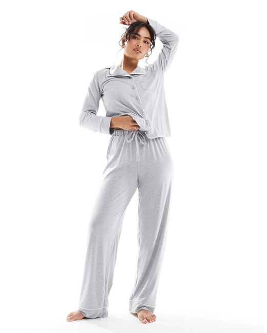 ASOS White – superweicher pyjama aus langärmligem hemd und hose