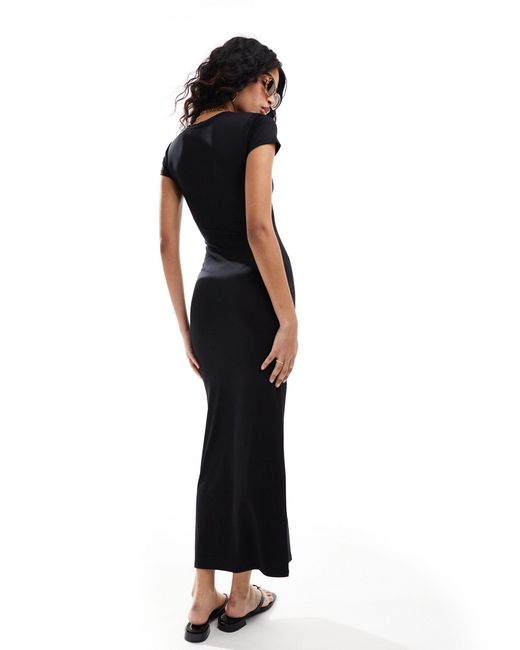 Mango Black Short Sleeve Midi Dress