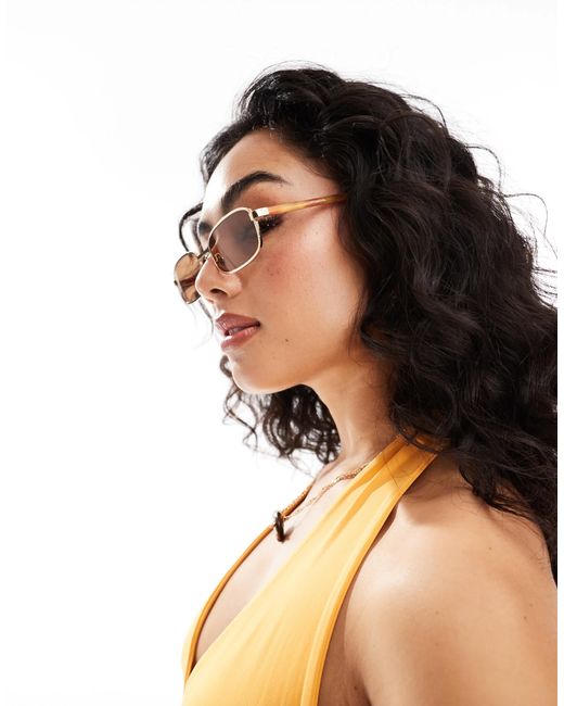 A.Kjærbede Orange – noah – sonnenbrille mit rechteckigem metallgestell