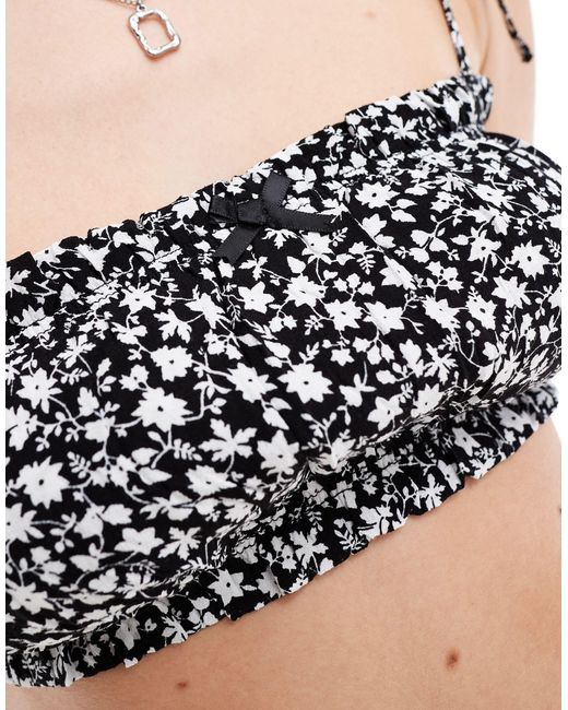 Bershka Black Bow Detail Strappy Top Co-ord