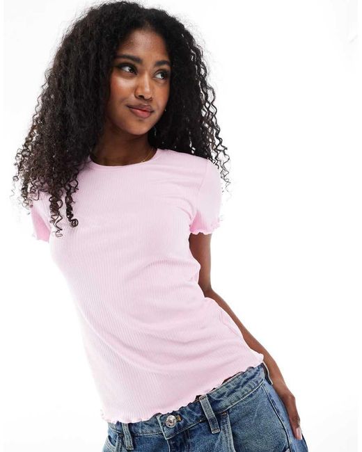 Pieces White Lettuce Edge T-shirt