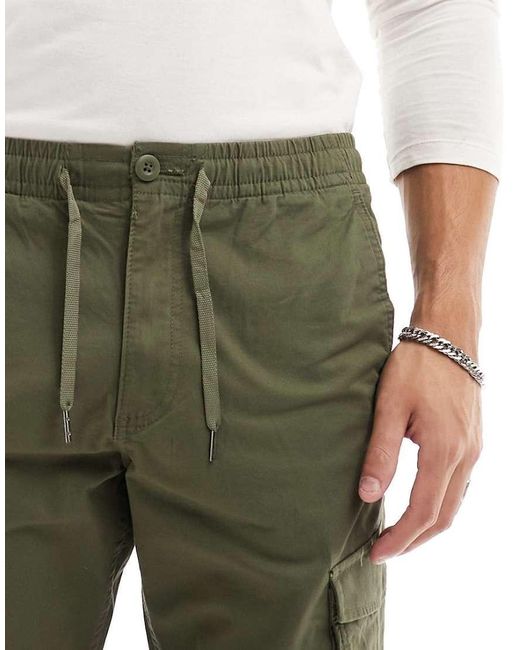 Jack & Jones Green Tapered Cuffed Cargo for men