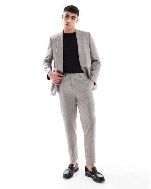 ASOS Gray Tapered Suit Pants With Linen for men