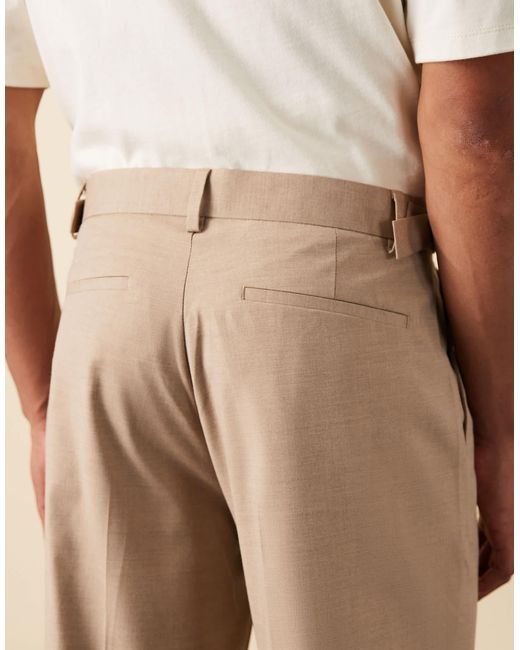 ASOS Natural Smart Straight Leg Trousers With Side Adjusters for men