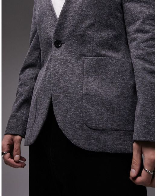 Topman – kragenloser oversize-blazer in Gray für Herren