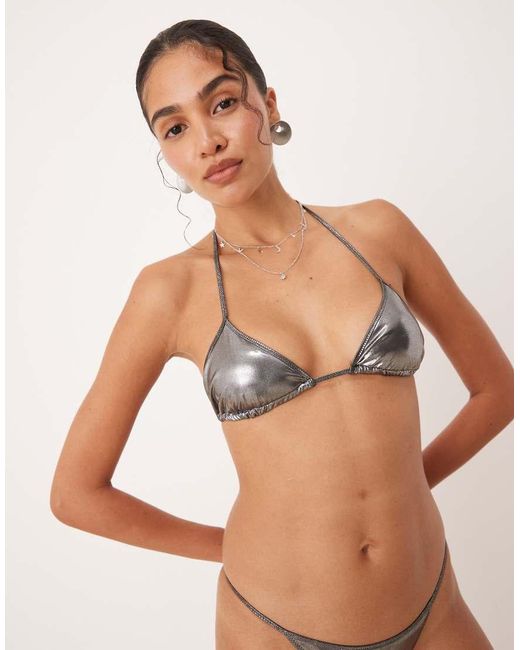 Mango Triangel Bikinitopje in het Metallic