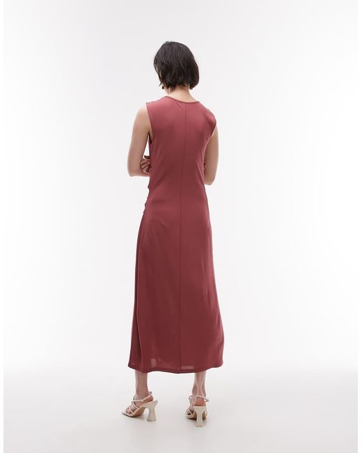 & Other Stories Red Jersey Midaxi Dress With Drape Detail And Asymmetric Wrap Front