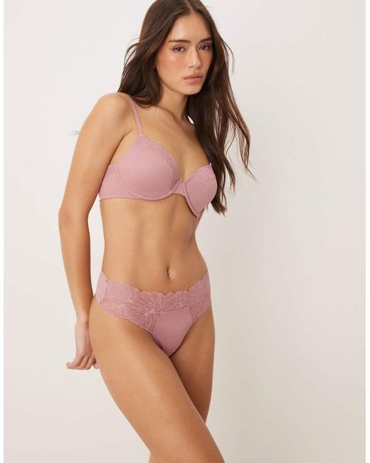 Calvin Klein Brown Perfectly Fit Microfiber Lace Lingerie Thong