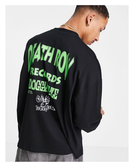 ASOS Black Snoop dogg Death Row Records Oversized Long Sleeve T-shirt for men