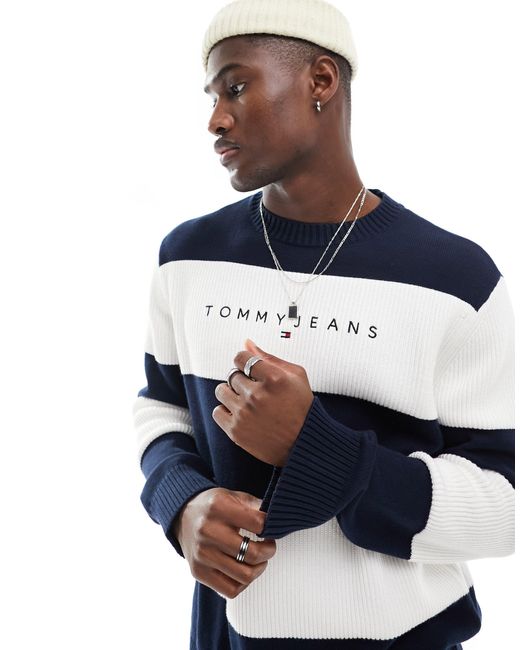 Tommy Hilfiger Blue Regular Linear Stripe Sweater for men
