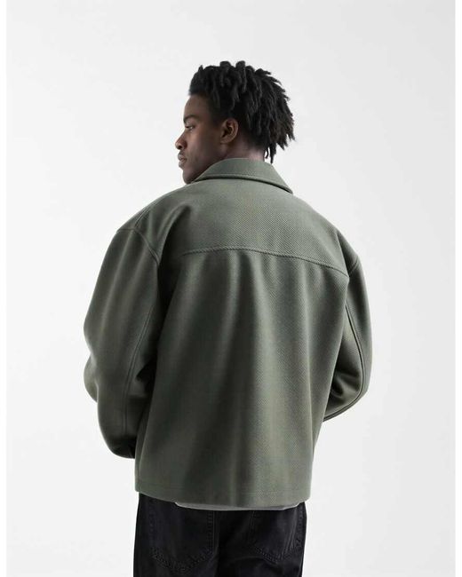 ASOS Gray Oversized Wool Look Harrington for men