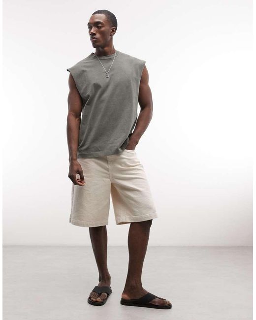 Weekday Gray Oversized Sleeveless T-shirt for men