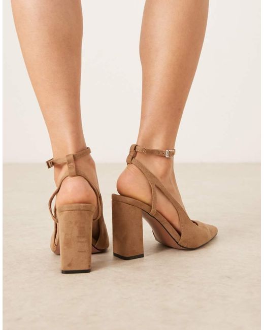 ASOS Natural Wide Fit Paisley High Block Heel Shoes
