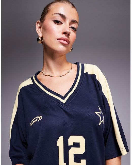 Kaiia Blue Sport – oversize-fußball-t-shirt