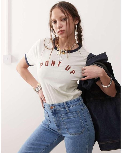 Wrangler Blue Pony Up Print Ringer T-shirt