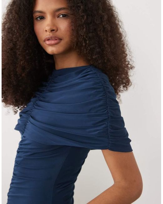 Forever New Blue Slinky Ruched Detail Maxi Dress
