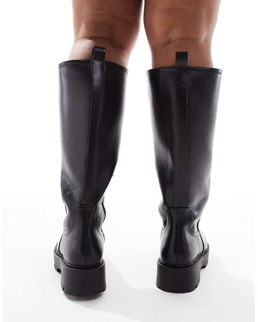 ASOS Black Curve Carmen Chunky Flat Knee Boots