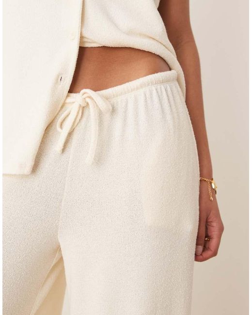 ASOS Natural Textured Knit Wide Leg Trouser