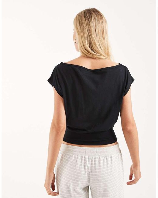 Hollister Black Short Sleeve Off Shoulder Top