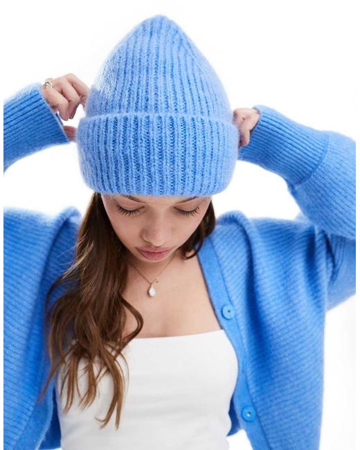 & Other Stories Blue Premium Mohair And Wool Blend Beanie