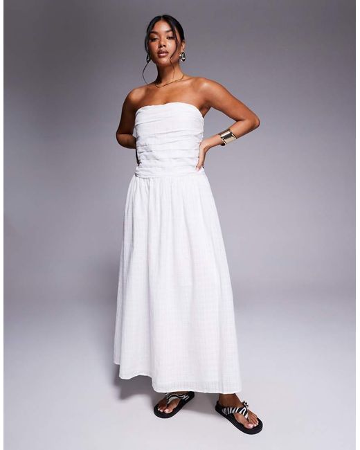 River Island Purple Dropped Waist Bandeau Midi Dress