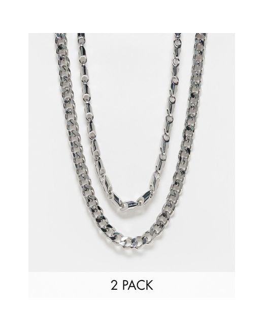 ASOS White 2 Pack Midweight Chain Set for men