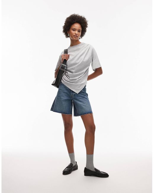 ASOS Blue T-shirt With Ruched Asymmetric Hem