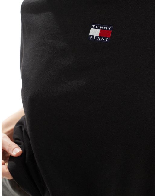 T-shirt squadrata nera con stemma di Tommy Hilfiger in Black