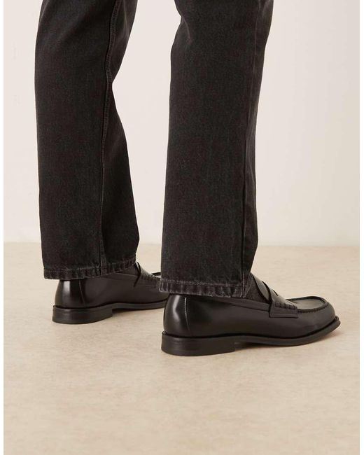 Mango Black Classic Leather Loafer for men
