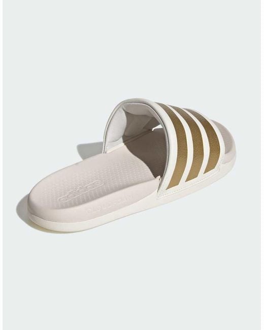 Adidas Originals White Adilette Comfort 2.0 Slides