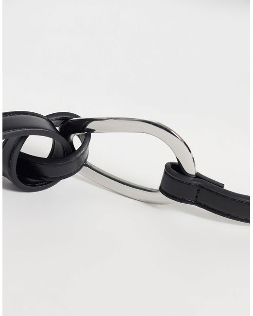 Mango Black Slim Belt With Statement Buckle